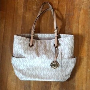 Authentic MIchael Kors Cream MK Tote